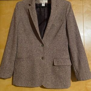 Evan Picone Tweed Blazer in Brown and Cream.